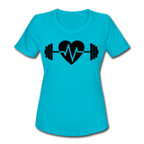 iHeart Weightlifting I | Women's Moisture Wicking Performance T-Shirt - turquoise