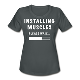 Installing Muscles II | Women's Moisture Wicking Performance T-Shirt - charcoal