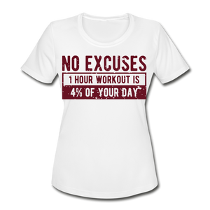 No Excuses | Women's Moisture Wicking Performance T-Shirt - white