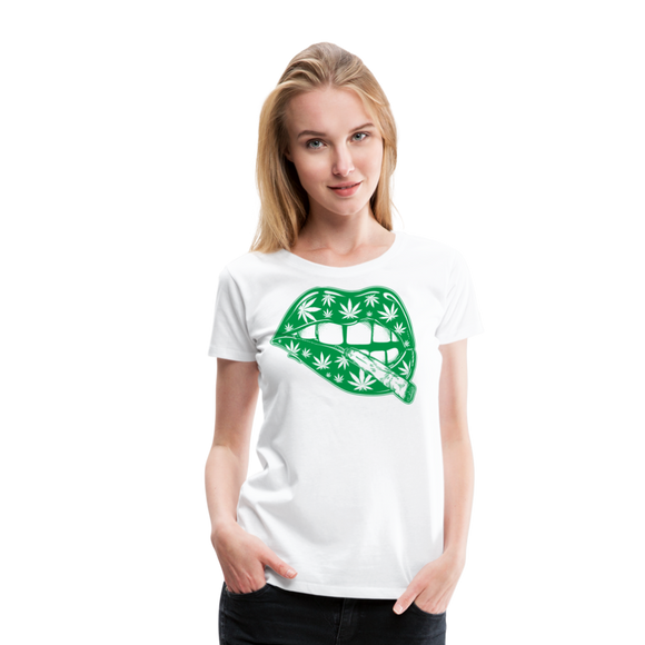 Cannabis Lips | Women’s Premium T-Shirt - white