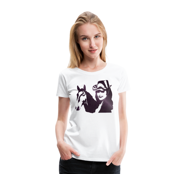 Girl With A Horse | Women’s Premium T-Shirt - white