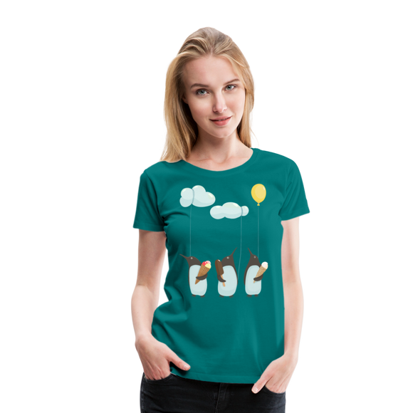 Penguin Trio | Women’s Premium T-Shirt - teal